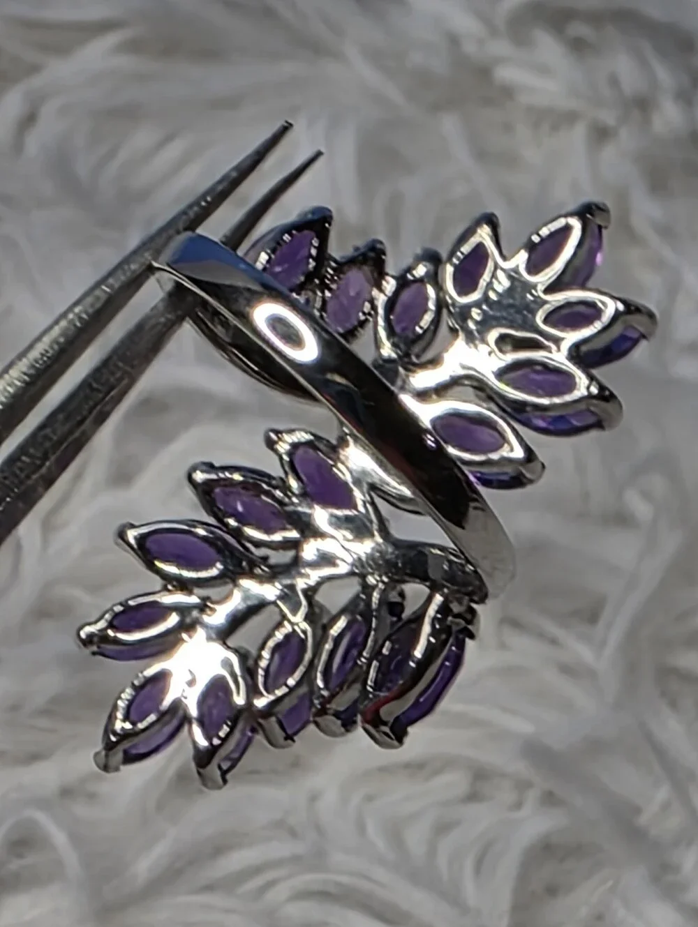 Amethyst Marquise Sterling Silver Bypass Ring